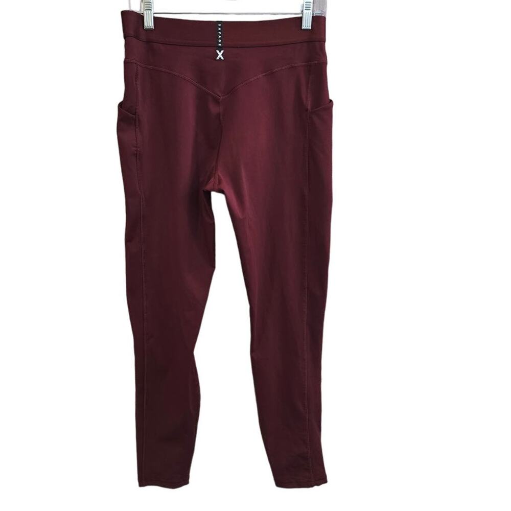 Fenty Savage Burgundy Side Pockets Athletic Athleisure Women's Leggings L